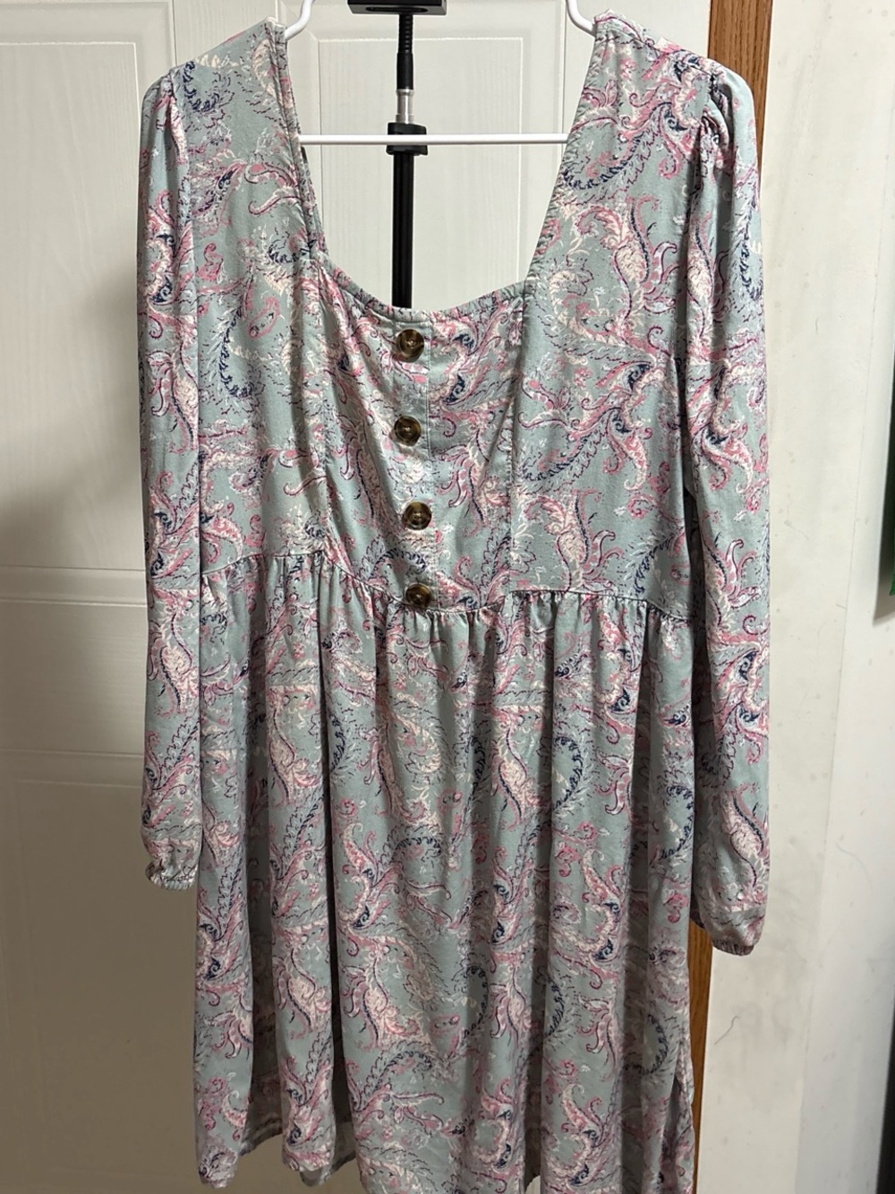 Mudd Blue Paisley Button-Front Dress